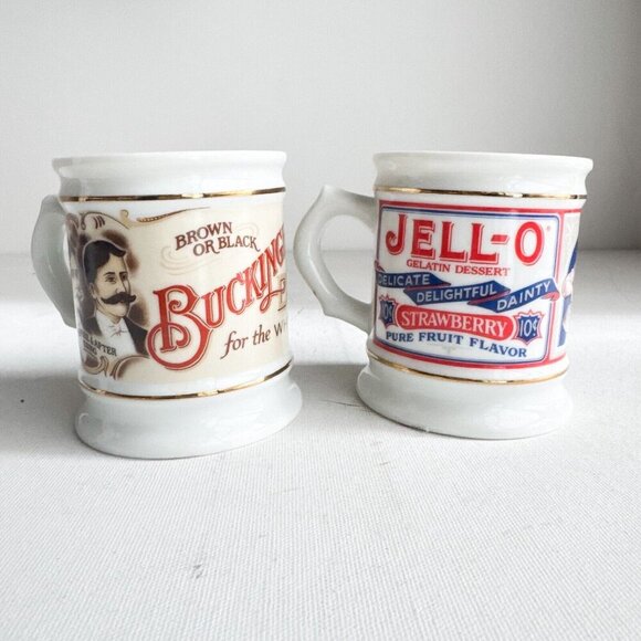 Vintage The Corner Store Mugs Set of 2 Jello and Buckingham Dye for Whiskers - Picture 2 of 10